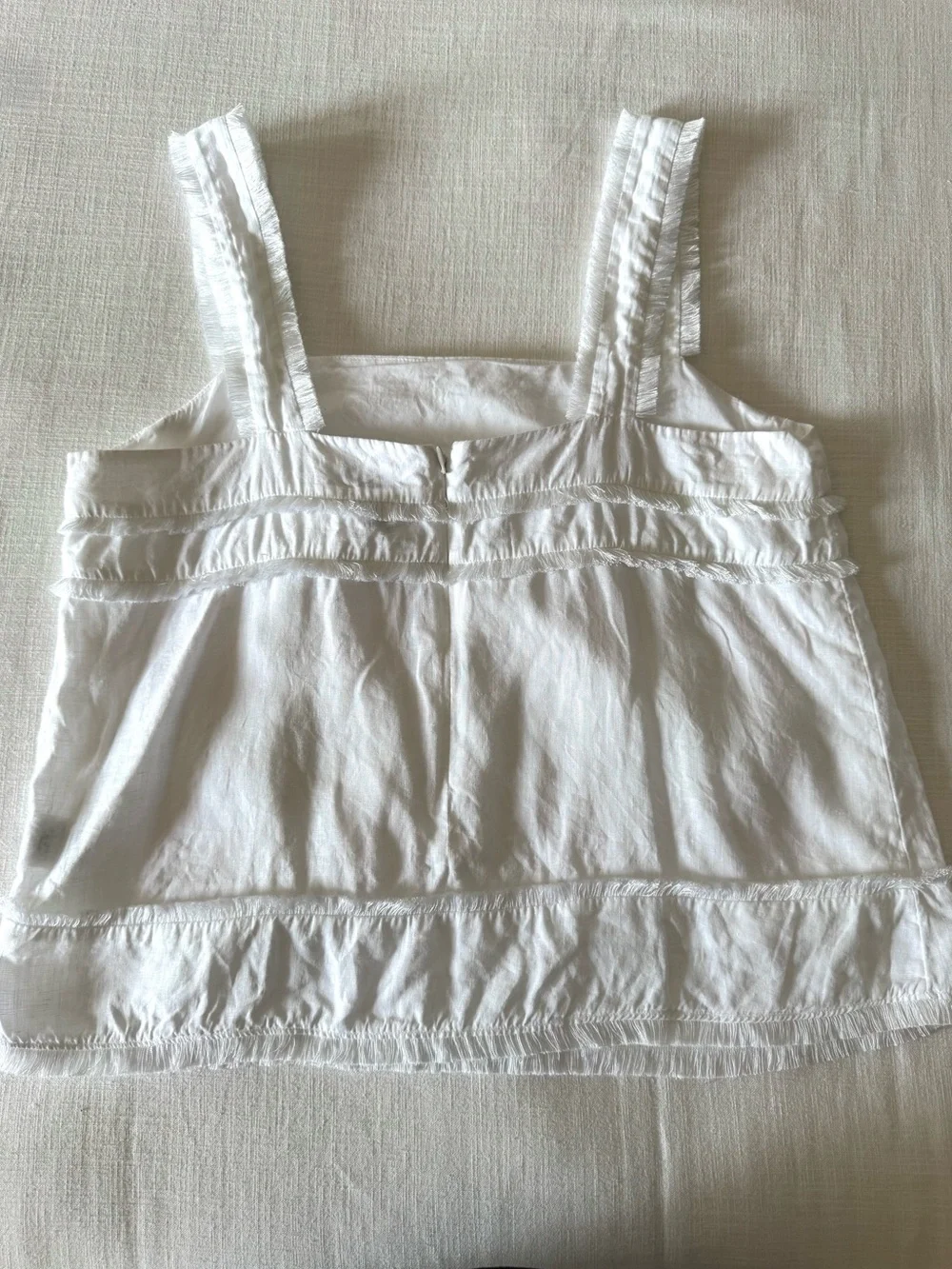 J. Crew Linen White Fringe Trim Tank, size 12
